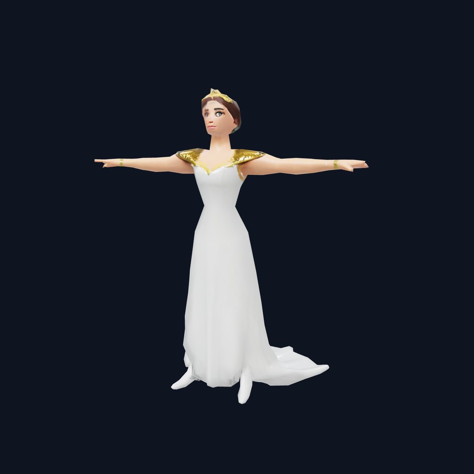 Elegant Queen Character Model Pack with Detailed Crown and Dress